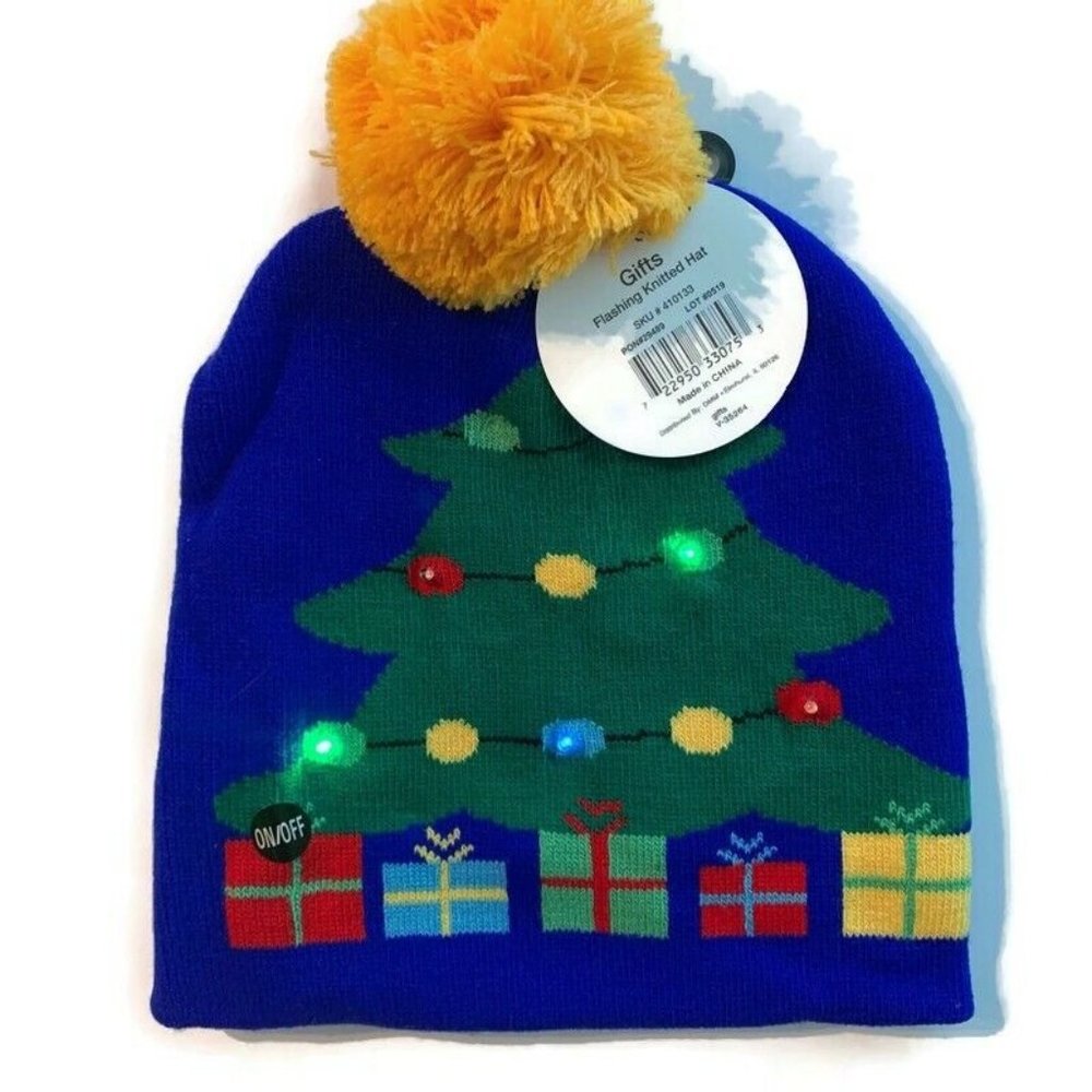 LED Flashing Knitted Hats Holiday‎ Light up Blinkin